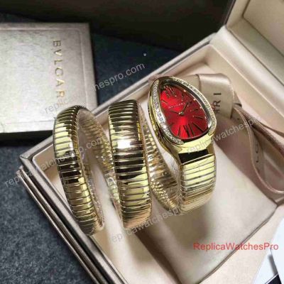 Replica B Serpenti Womens Watches - Bracelet Jewelry Watch - All Gold